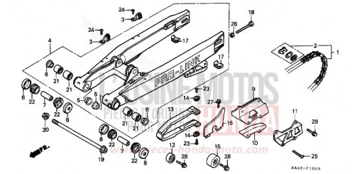 GABEL, HINTEN/ANTRIEBSKETTE (4) CR250RH de 1987